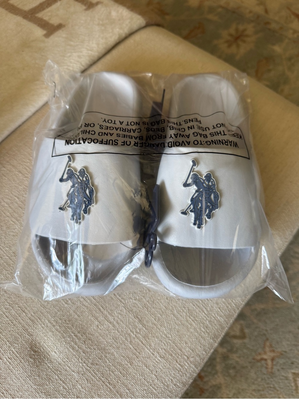 U.S. Polo Assn Grey Slides - Size 7/8 - New - Sealed in Plastic